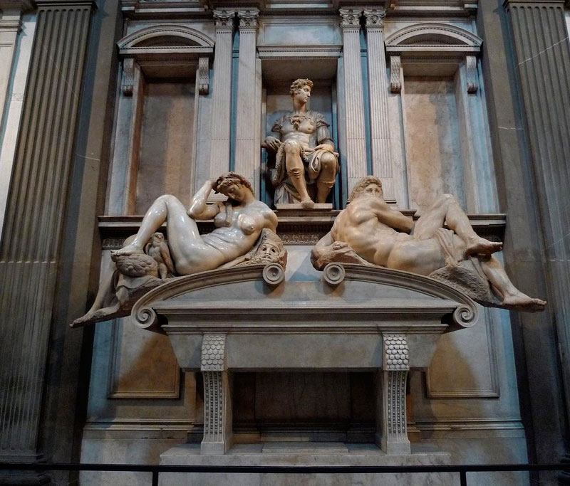 Michelangelo Tomb of Giuliano Duke of Nemours with the statues Day and Night